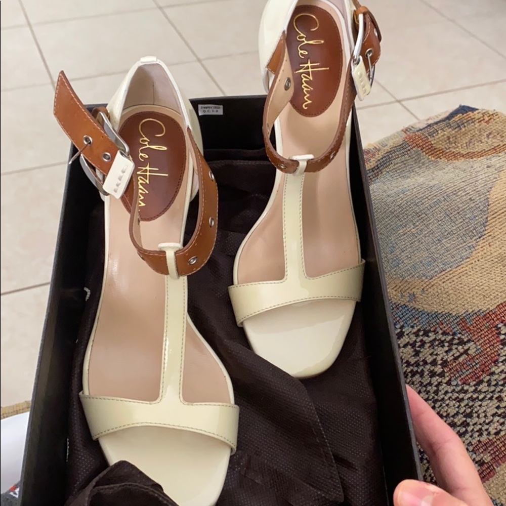 Cole Haan Ivory Strap Heels